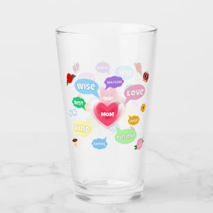 Mothers Day Best Mom Word Clouds Queen Crown Love Glass