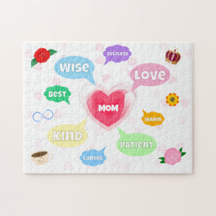 Mothers Day Best Mom Word Clouds Queen Crown Love Jigsaw Puzzle