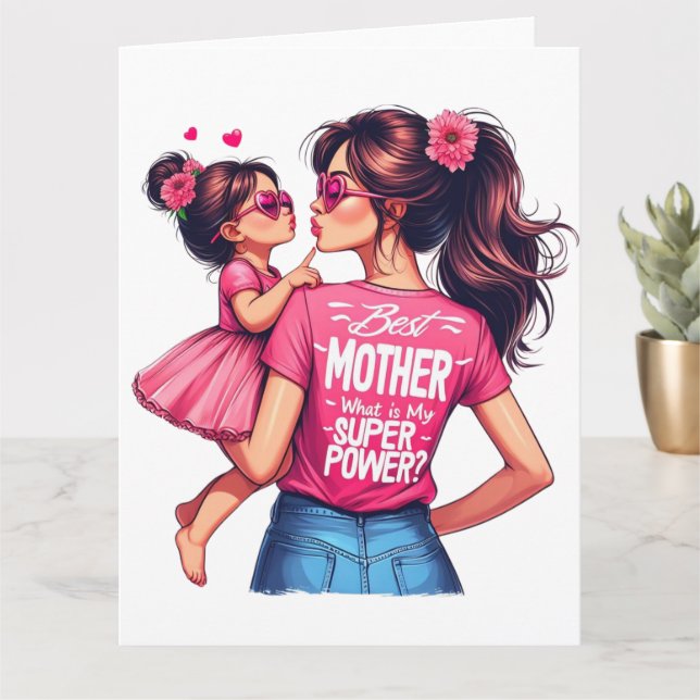 Mother's Day Best Mum2 Super Mum card (Small Plant)