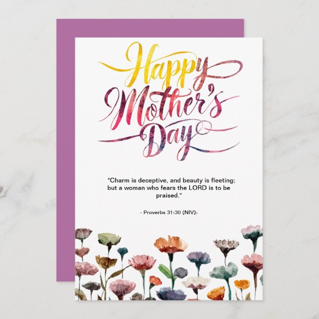 Mother's Day Bible Verse: Proverbs 31  Holiday Card (Front/Back)