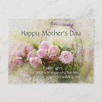 Mother's Day, Bible Verse Psalm 147:11 Pink Roses