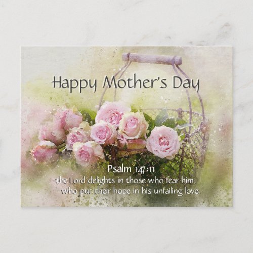 Mothers Day Bible Verse Psalm 14711 Pink Roses Postcard