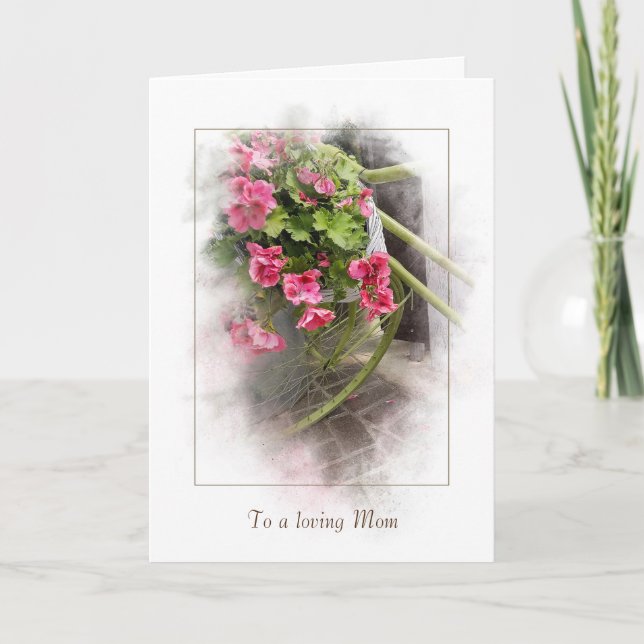 Mother's Day-bicycle with geraniums Card (Front)