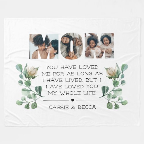 Mothers Day Birthday to Mom from Kids Fleece Blanket