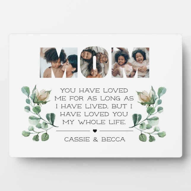 Mother's Day Birthday to Mom from Kids Photo Plaque (Front)