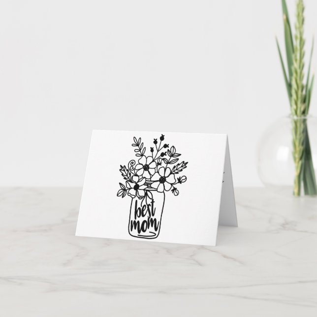 Mother's Day Black and White Floral Card (Front)