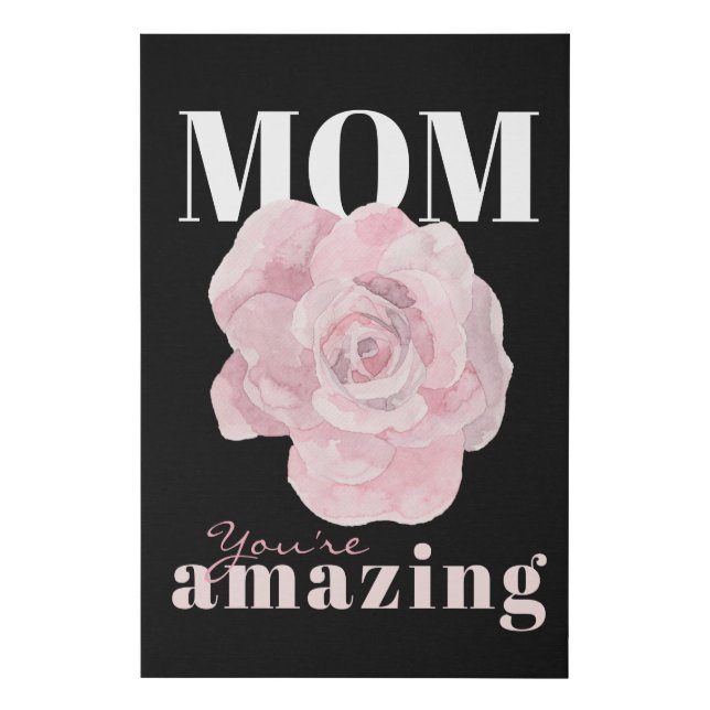 Mother's Day Black Pink Rose Faux Canvas Print (Front)