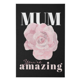 Mother's Day Black Pink Rose Faux Canvas Print