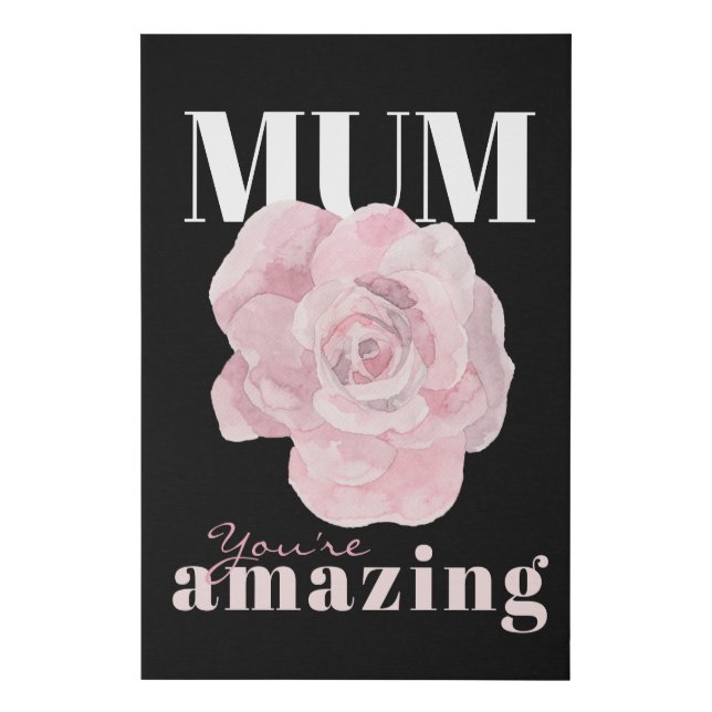 Mother's Day Black Pink Rose Faux Canvas Print (Front)