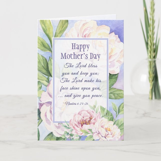 Mother's Day Blessing Bible Verse Floral  Holiday Card (Front)