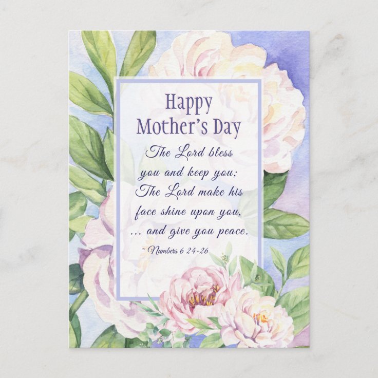 Mother's Day Blessing Bible Verse Floral Postcard | Zazzle