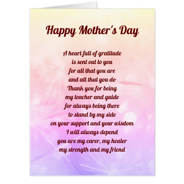 Mothers Day Blessing greeting Card (Front)