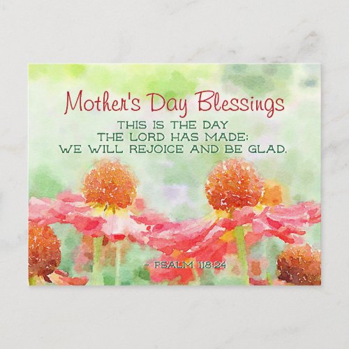 Mothers Day Blessing Psalm 11824 This is the Day Postcard