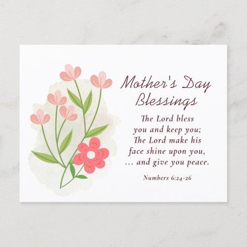 Mothers Day Blessings Bible Verse Christian  Postcard