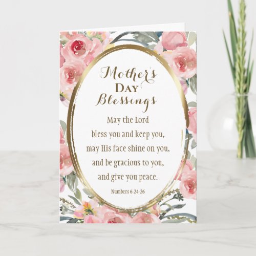 Mothers Day Blessings Bible Verse Elegant Floral Card