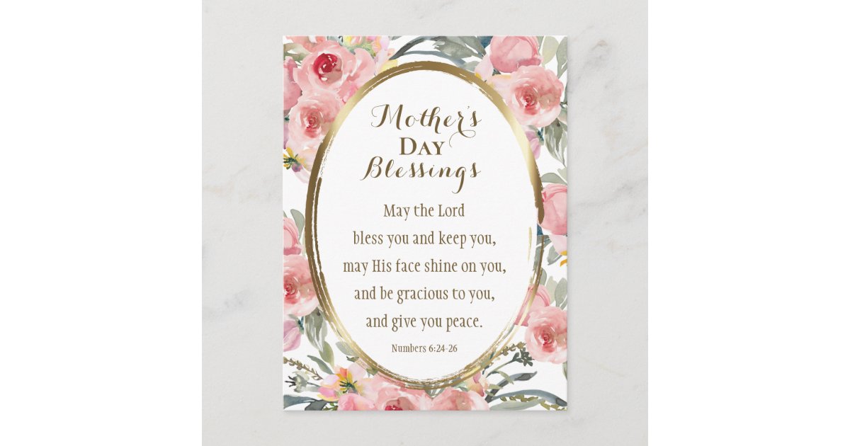 Mother's Day Blessings Bible Verse Elegant Floral Postcard | Zazzle