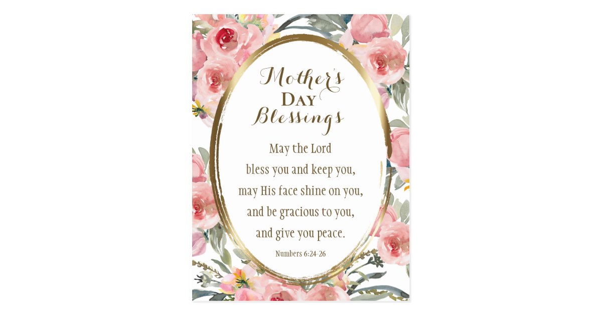 Mother's Day Blessings Bible Verse Elegant Floral Postcard