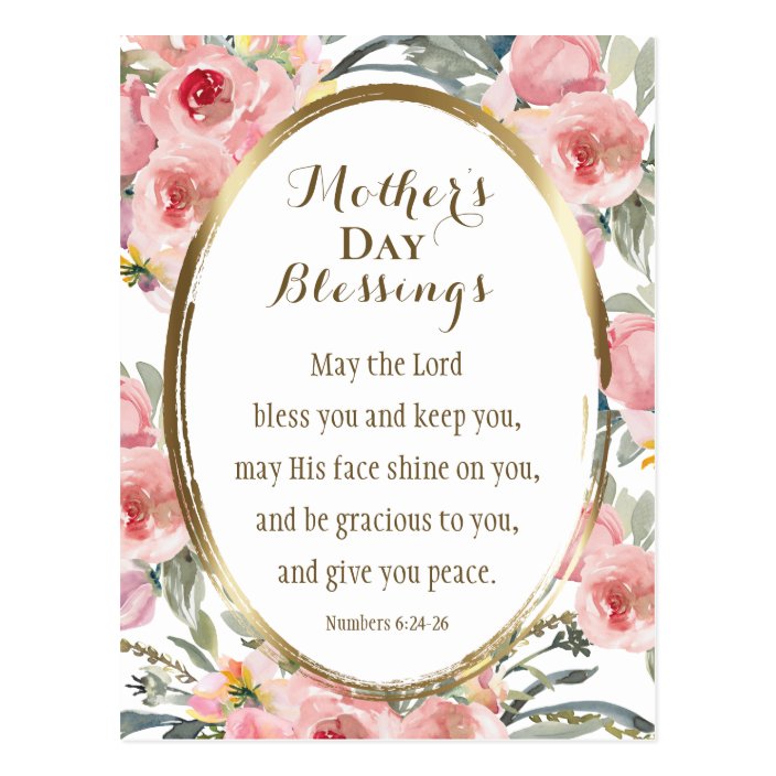 Mother S Day Blessings Bible Verse Elegant Floral Postcard