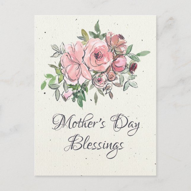 Mother's Day Blessings Bible Verse Floral Postcard (Front)