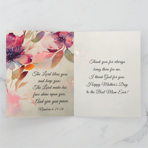 Mother's Day Blessings Floral Watercolor Card | Zazzle