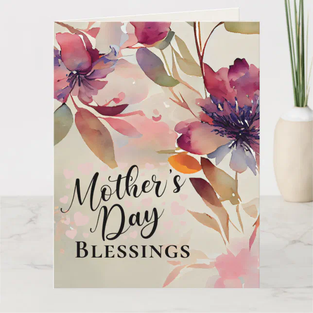 Mother's Day Blessings Floral Watercolor Card | Zazzle