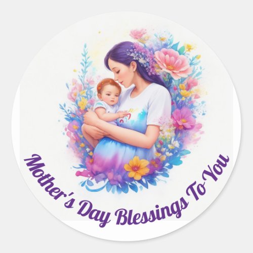 Mothers Day Blessings Round Sticker