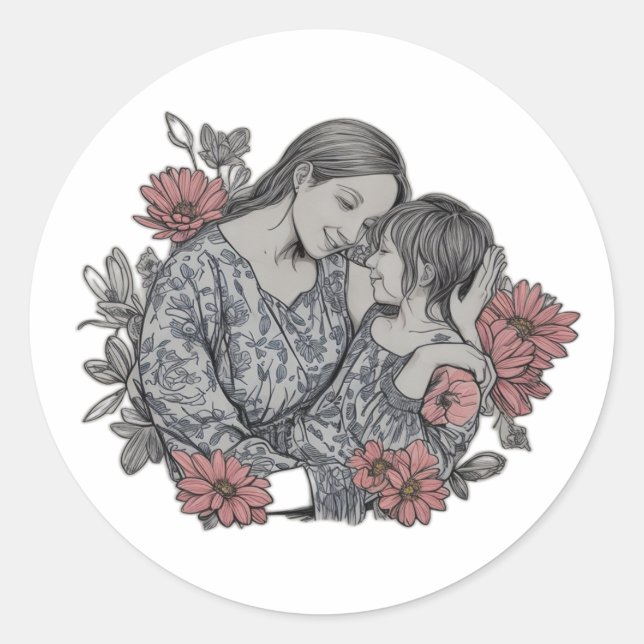 Mothers Day Blocks Classic Round Sticker (Front)