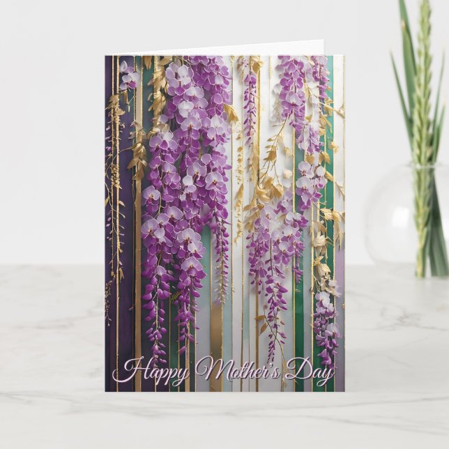  Mother's Day Blooming Wallpaper Violet Wisteria Card (Front)