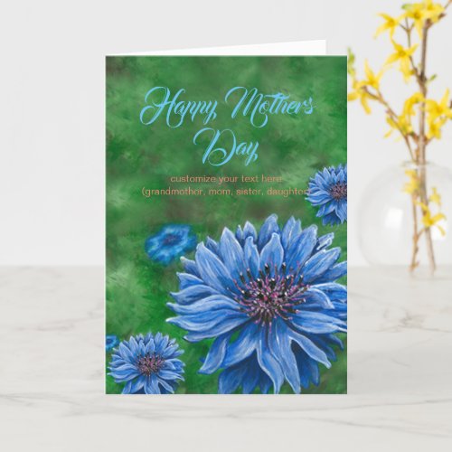 Mothers Day blue coneflowers Card