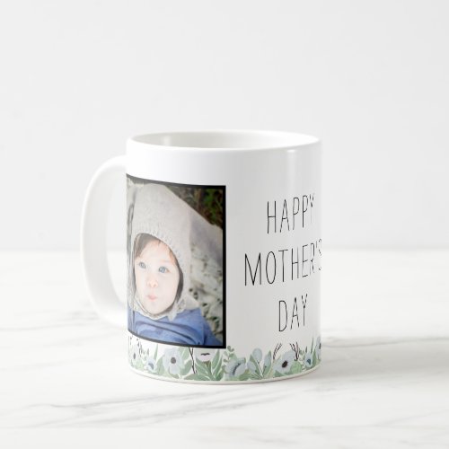 Mothers Day Blue Floral Personalized Coffee Mug