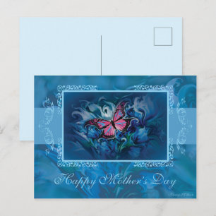 Mother's Day, Blue Floral Postcard