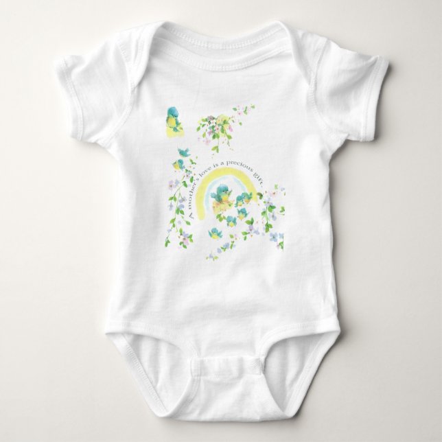 Mother's Day Blue Love Birds Baby Bodysuit (Front)