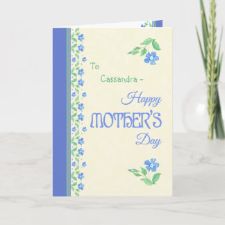 Mother's Day Blue Periwinkle Floral Border Card