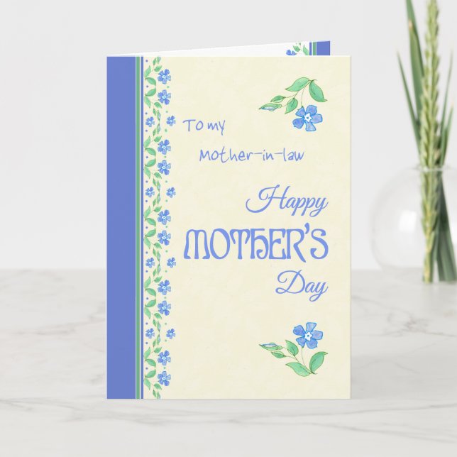 Mother's Day Blue Periwinkle Mother-in-law Card (Front)