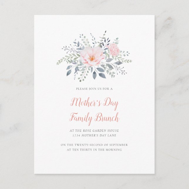 Mother's Day Blush Floral Invitation (Front)