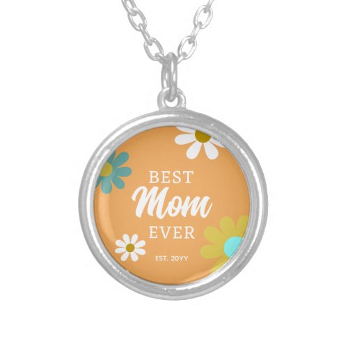 Mothers Day Boho Floral Daisy Custom Silver Plated Necklace