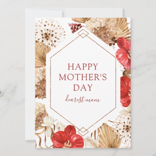 Mothers Day Boho Floral Greeting