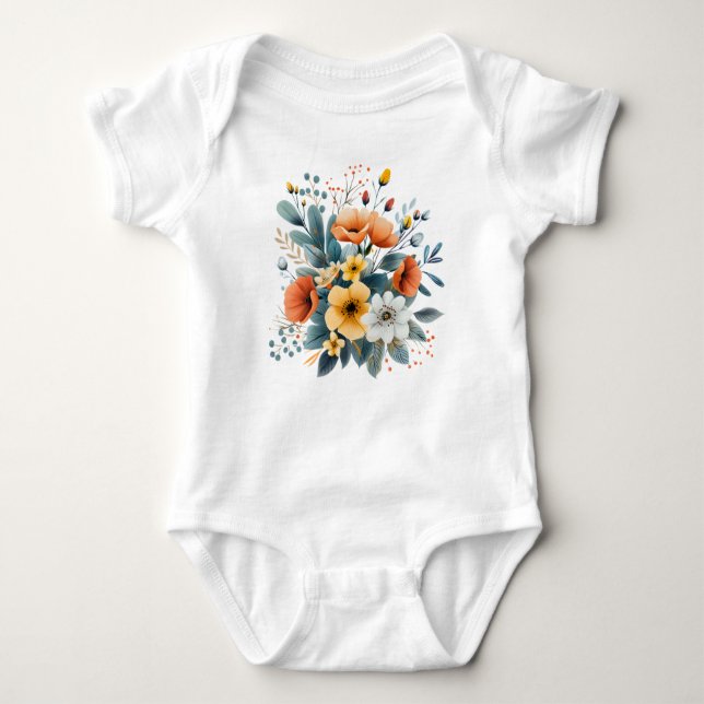 Mother's Day Boho Flowers Clipart-619830 Baby Bodysuit (Front)