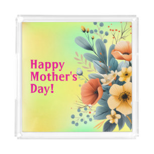 Mother's Day Boho Flowers Clipart-61983 Acrylic Tray