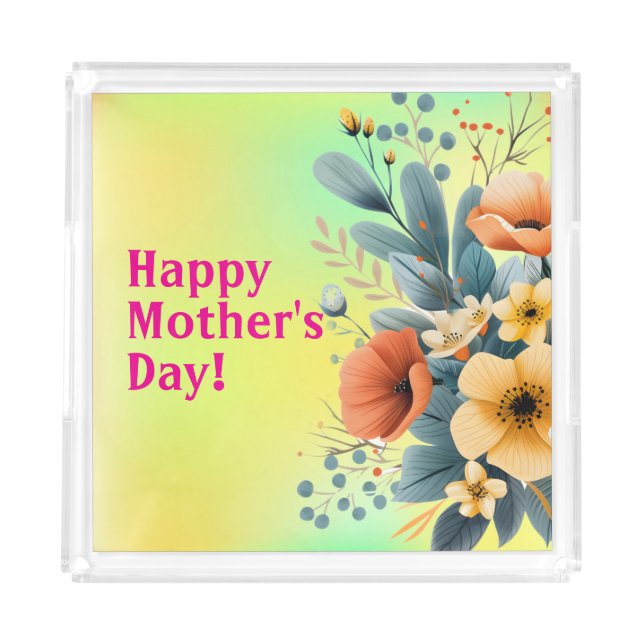 Mother's Day Boho Flowers Clipart-61983 Acrylic Tray (Front)