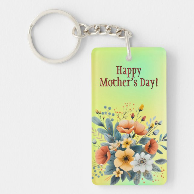 Mother's Day Boho Flowers Clipart-61983 Keychain B (Front)