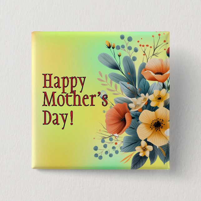 Mother's Day Boho Flowers Clipart-61983 Keychain Button (Front)