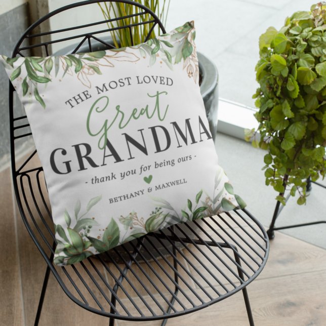 Mother's Day Botanical Great Grandmother Throw Pillow (Creator Uploaded)