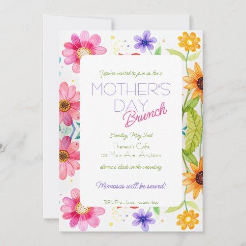 Mother's Day Bright Floral Brunch Invitation