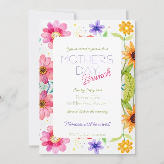 Mother's Day Bright Floral Brunch Invitation (Front)