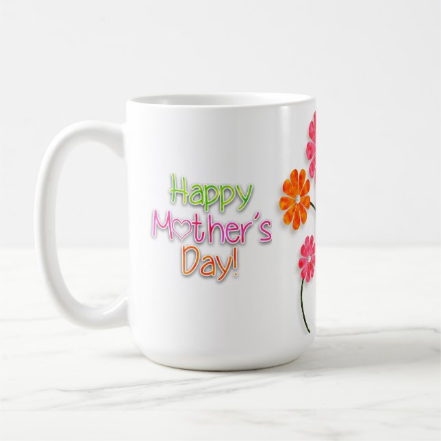 Mother's Day - Bright Fun Flowers Coffee Mug (Left)