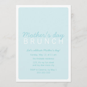 Mother's Day Brunch Blue White Fully Customizable Invitation