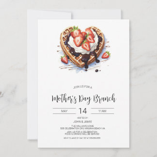 Mother's Day Brunch Breakfast Waffles Invitation