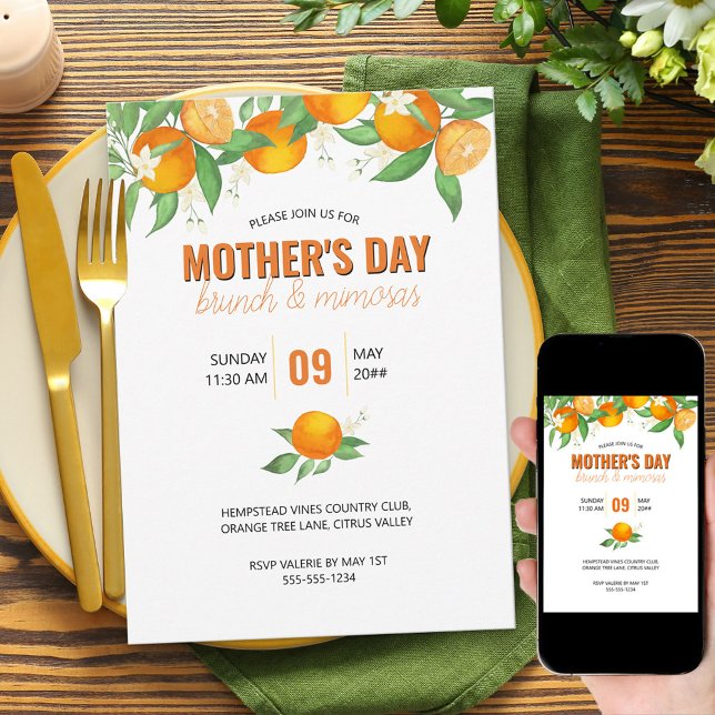 Mother's Day Brunch Citrus Oranges Invitation (Creator Uploaded)