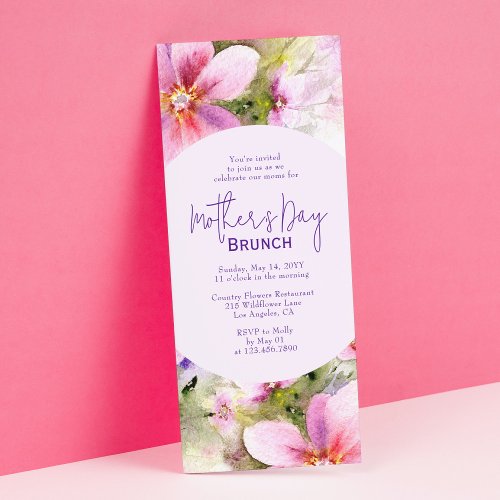 Mothers Day Brunch Elegant Watercolor Flowers Invitation
